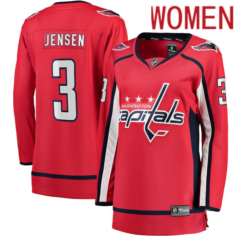 Women Washington Capitals #3 Nick Jensen Fanatics Branded Red Home Breakaway Player NHL Jersey